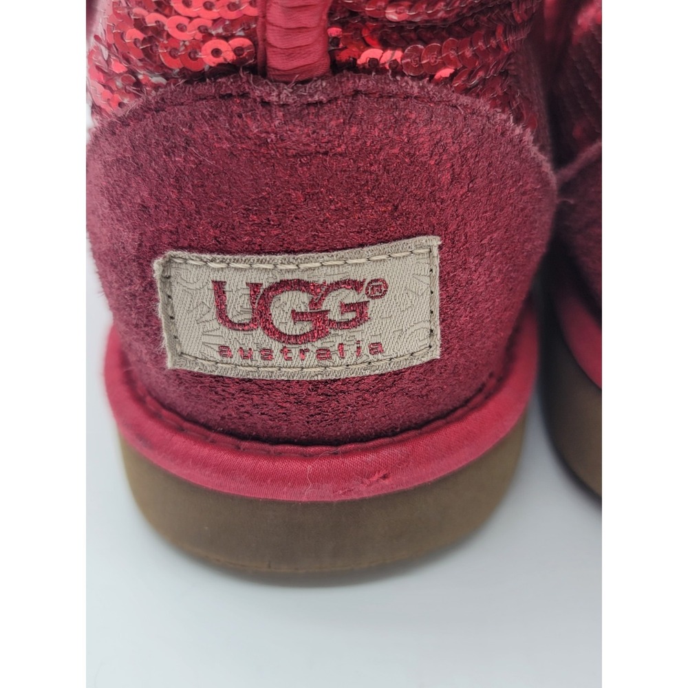 UGG Australia Sequin Boots Red Sparkle Classic Short Women's 10 - Picture 13 of 13